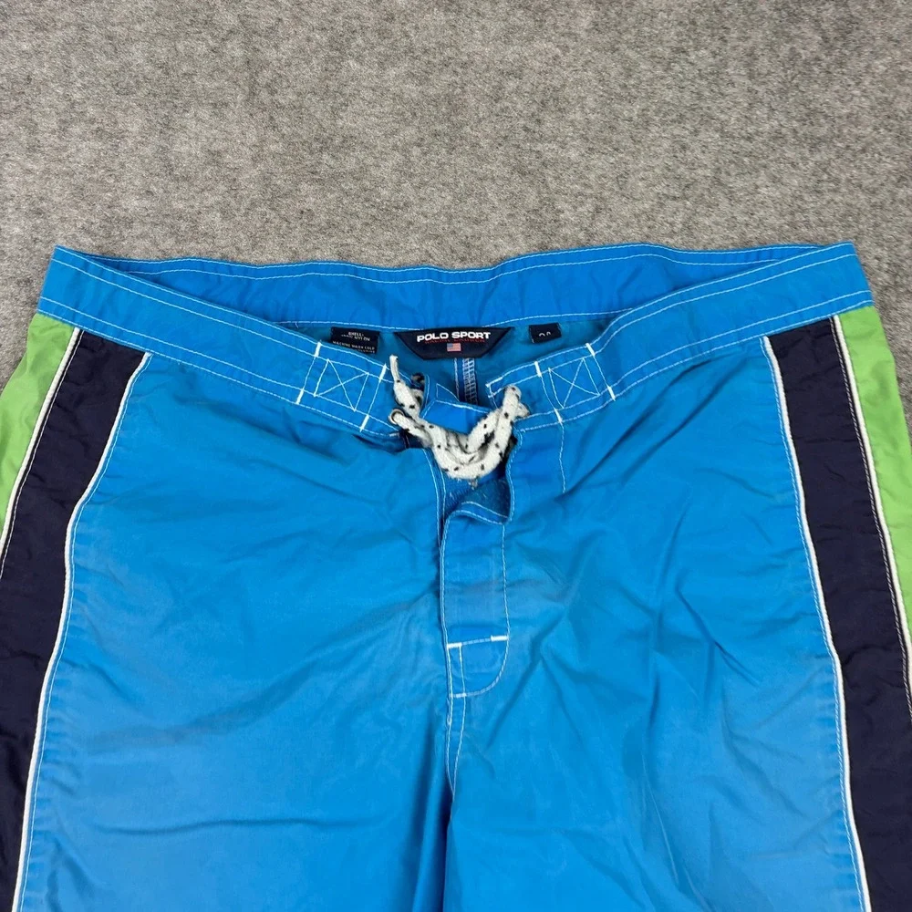 Polo Sport Swim Trunks Mens 34 Blue Vintage Ralph Lauren Colorblock Board Shorts
